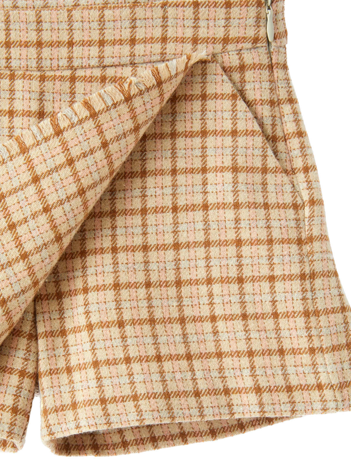 Shorts a quadretti con frange A23PS089C3146030 Il gufo