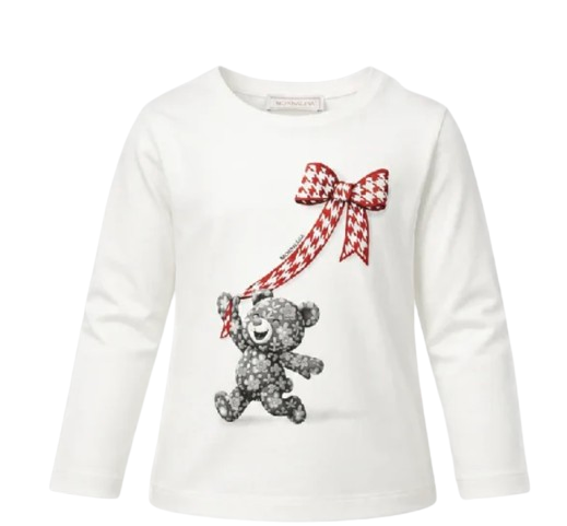 T-shirt Teddy Fiocco stampato 11H619 8201 0132 MONNALISA