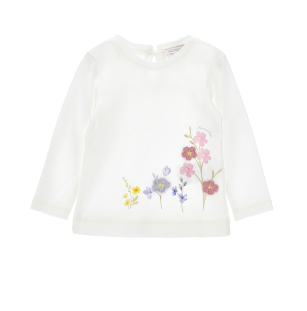 T-shirt fiori ricamati 39H608 8040 0001 MONNALISA