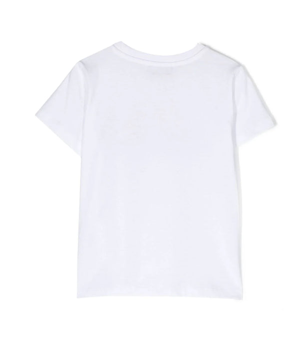 T-shirt in cotone bianco con stampa Teddy