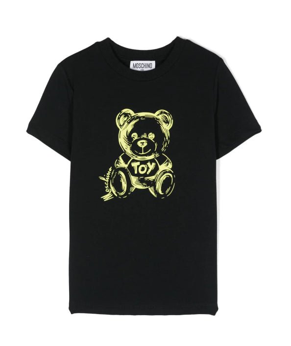 T-shirt nera con stampa teddy