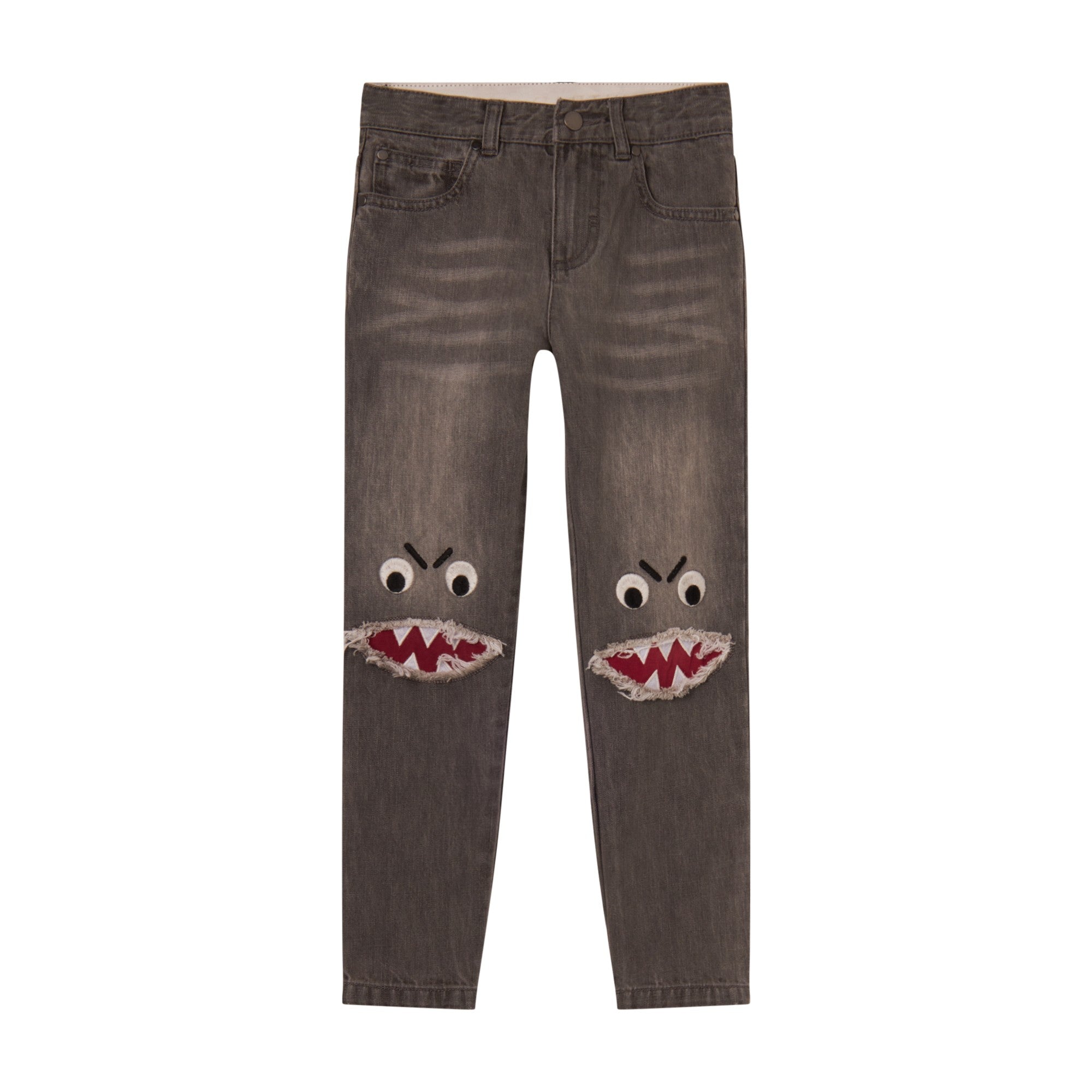 Jeans grigio con squalo
