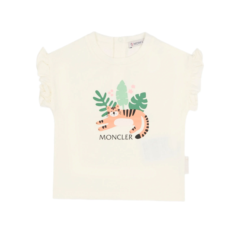 T-shirt in cotone con volant e motivo animali L1951 8C00002 89AUM 034 MONCLER