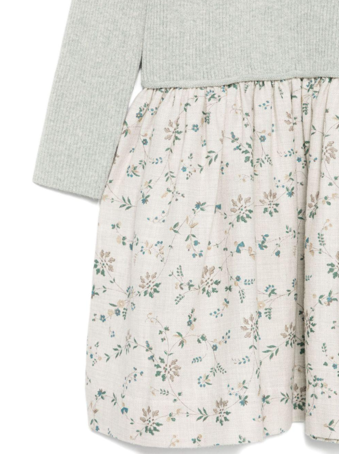 Abito per bambina Bonpoint grigio a coste con stampa floreale W05GDRK00002 590B BONPOINT