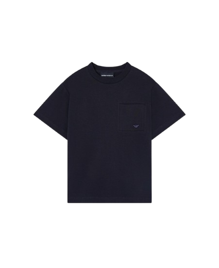 T-shirt in jersey pettinato con tasca EB001318 AF21808 UB118 ARMANI JUNIOR
