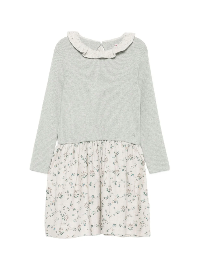 Abito per bambina Bonpoint grigio a coste con stampa floreale W05GDRK00002 590B BONPOINT