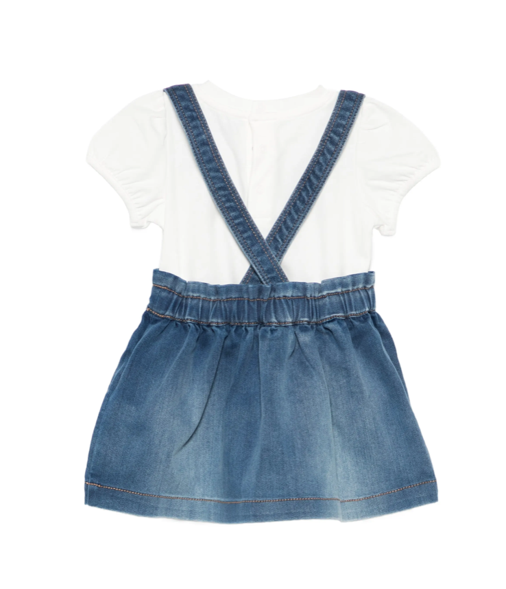 Salopette di jeans con orsacchiotto MDG01V LXE43 40332 MOSCHINO