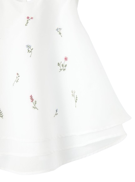 Top in voile di cotone con ricamo fiori