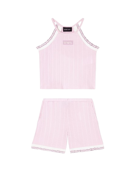 Completo top e shorts in maglia a costine EG000647 AF21818 UA242 ARMANI JUNIOR