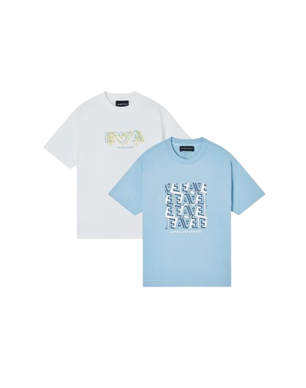 Pack 2 T-shirt in jersey stampa logo EA EB001343 AF14503 M9001 ARMANI JUNIOR