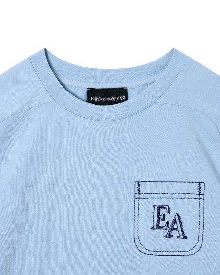 T-shirt in jersey pesante con ricamo del logo EB000940 AF21820 U9360 ARMANI JUNIOR