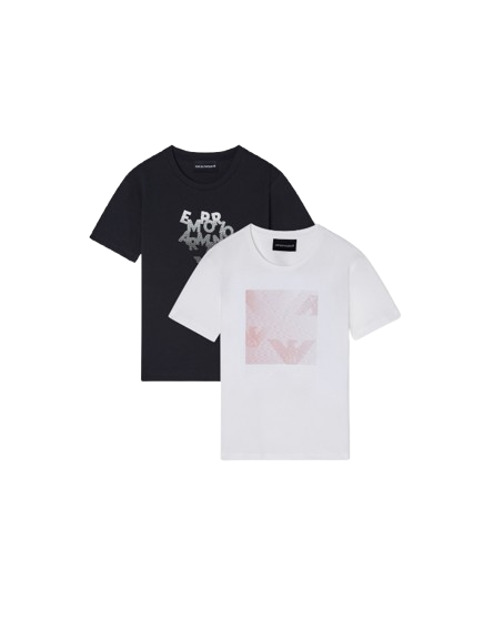 Pack 2 T-shirt in jersey con stampa EG000607 AF14503 M0001 ARMANI JUNIOR