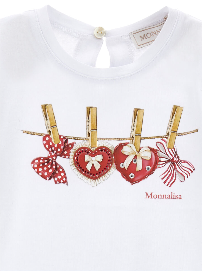 T-shirt cotone stampa cuori