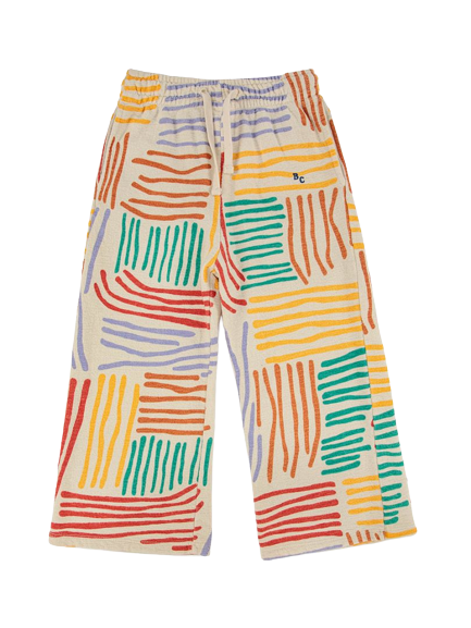 Pantaloni avorio da tuta per bambini con linee colorate 222AC067 BOBO CHOSES