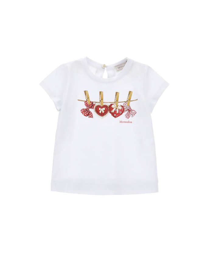 T-shirt cotone stampa cuori
