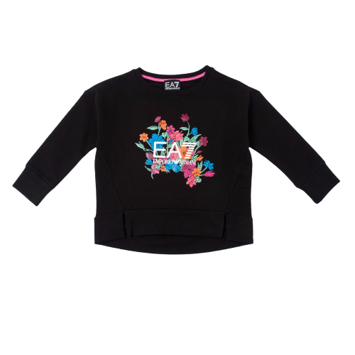 Felpa bambina nera in cotone 3ZFM54 1200 ARMANI JUNIOR