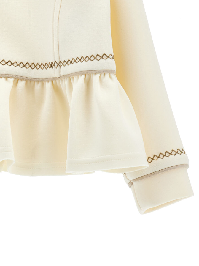 Felpa con zip e volant<BR/> 11F809 6209 0001 MONNALISA