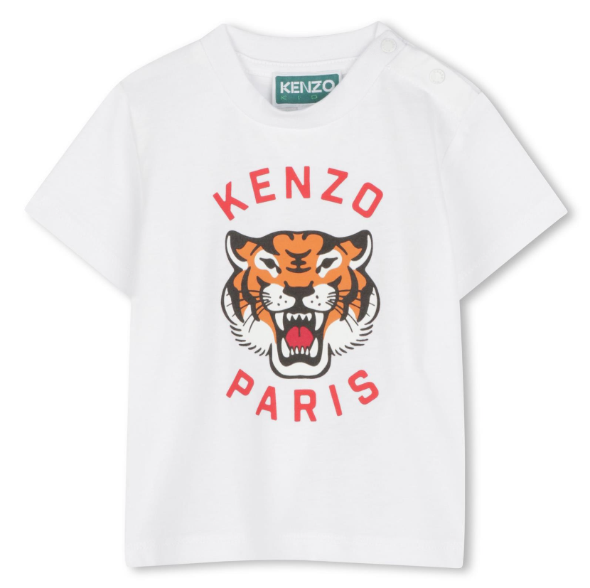 T-shirt bianco per neonato con tigre