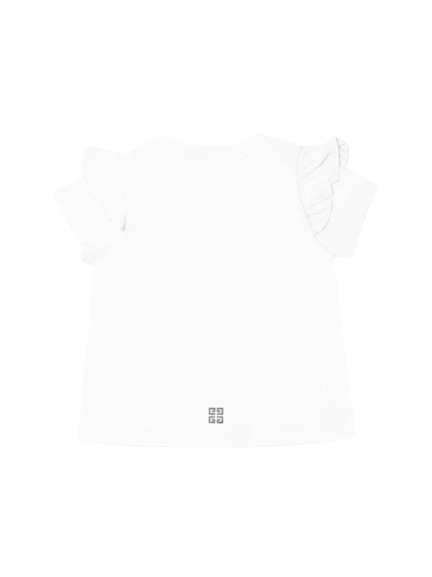 T-shirt con maniche a volant per neonato Givenchy Kids bianco con dettagli arricciati