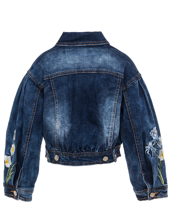 Giubbino jeans ricamo