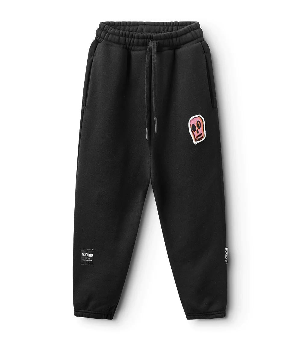 Pantaloni tuta con toppa teschio NU3926 BLACK NUNUNU