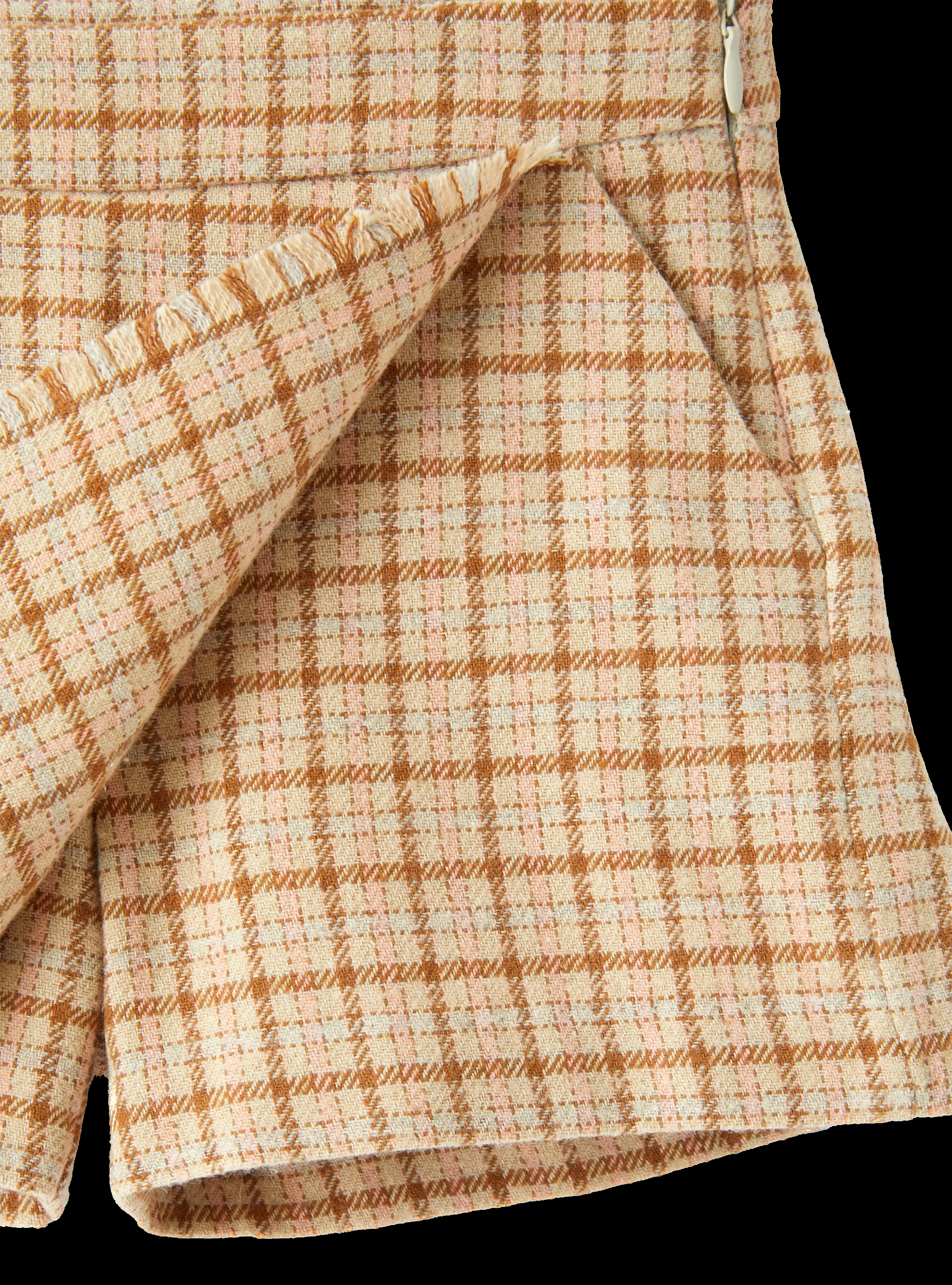 Shorts a quadretti con frange