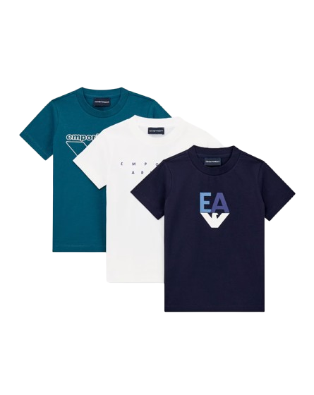 PACK 3 T-SHIRT IN JERSEY CON STAMPA LOGO ASV EB000832 AF14503 M0077 ARMANI JUNIOR