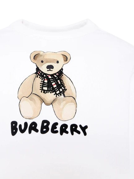 Felpa bianca con orsetto e logo 8108468 A1464 BURBERRY