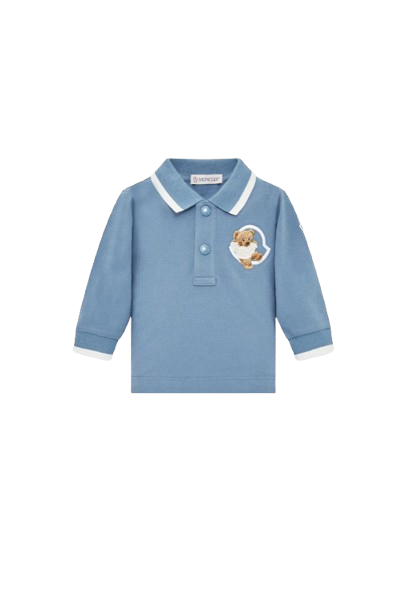 Polo a maniche lunghe con ricamo orsacchiotto K2951 8B00002 89AL2 714 MONCLER