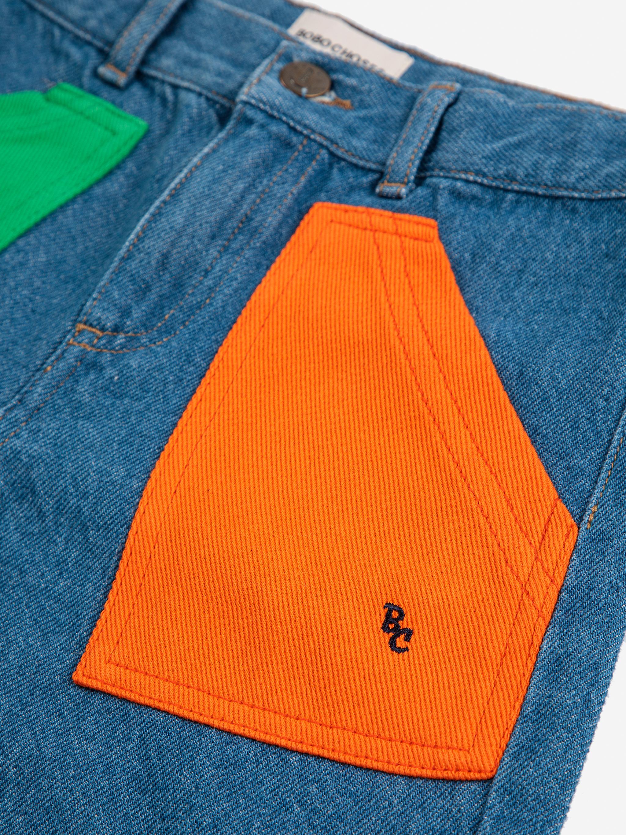 Bermuda in denim color block 124AC086 BLUE BOBO CHOSES