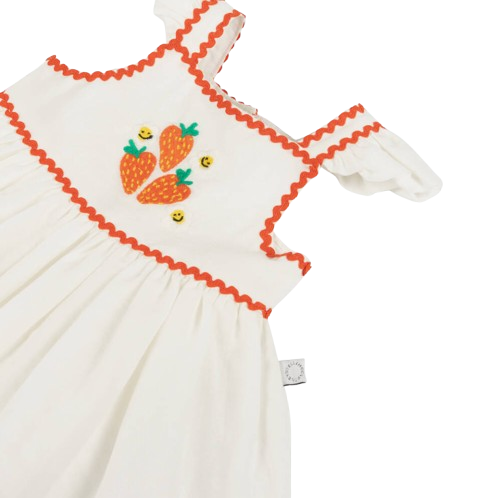 Vestito bianco per neonata con fragole