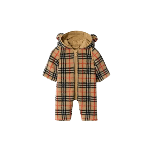 Tutina con cappuccio in pile Check 8120466 B9368 BURBERRY