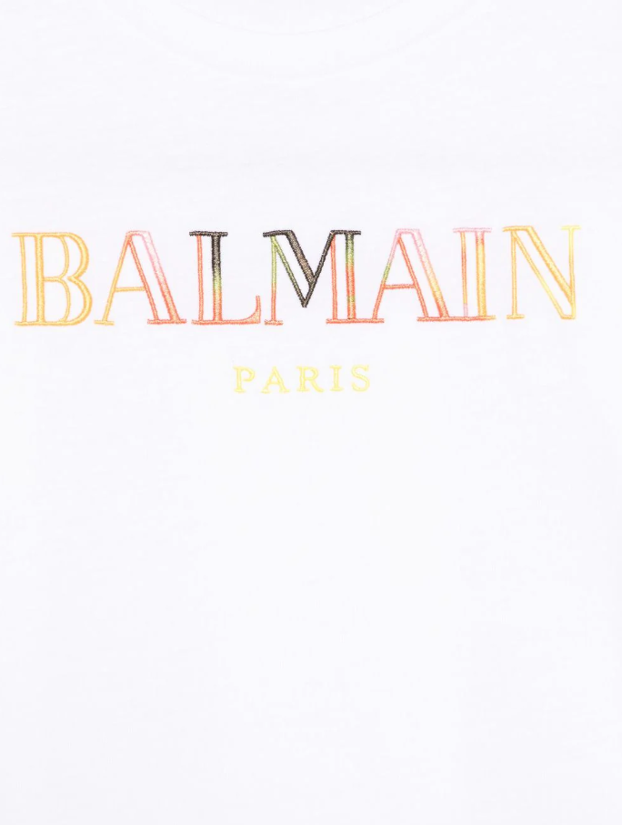 T-shirt bianca con logo BW8Q41 Z0082 100MC BALMAIN