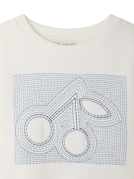 Felpa Gena ricamata con ciliegia in cotone biologico S06GSWK00007 102 BONPOINT