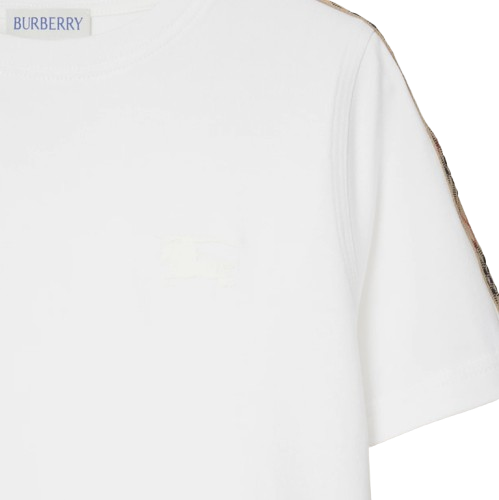 T-shirt in cotone con finiture Check 8108049 A1464 BURBERRY