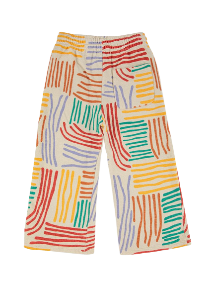 Pantaloni avorio da tuta per bambini con linee colorate 222AC067 BOBO CHOSES