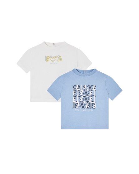 Set da 2 T-shirt in jersey con stampa del log EA EB001333 AF14503 M0002 ARMANI JUNIOR