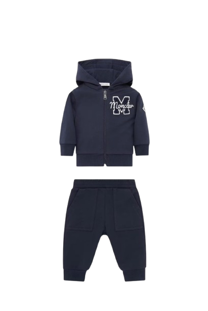 Set di tuta in cotone con logo ricamato in pile effetto teddy K2951 8M00004 89AM3 778 MONCLER