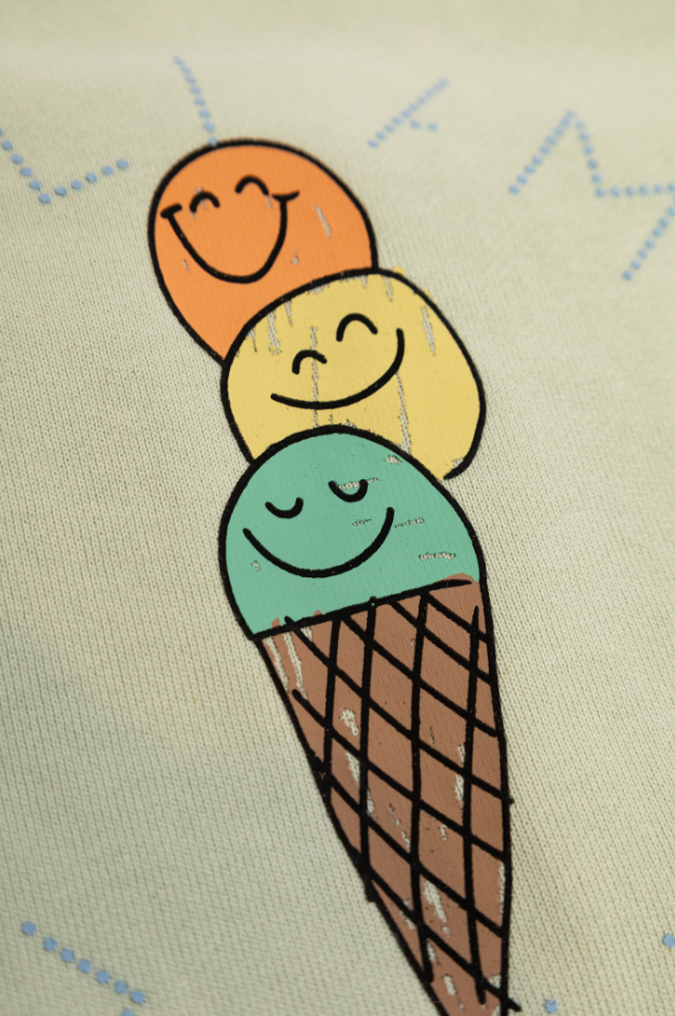 Felpa verde per neonato con gelati e logo