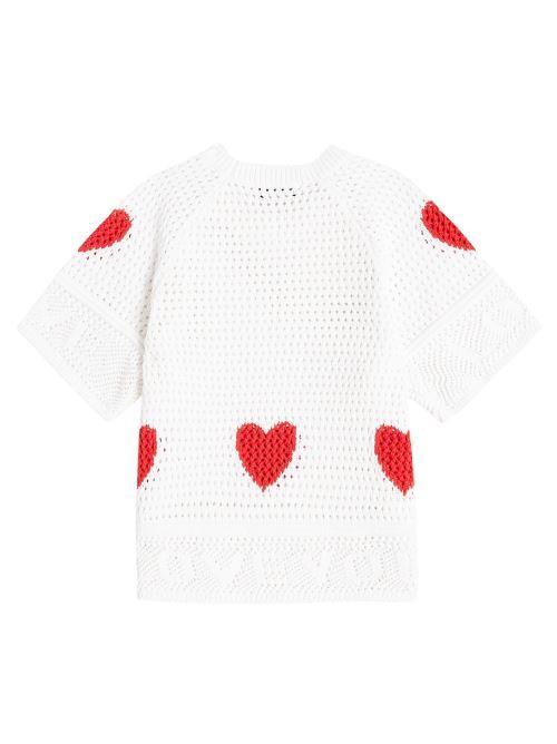 T-shirt in crochet di cotone con ricamo