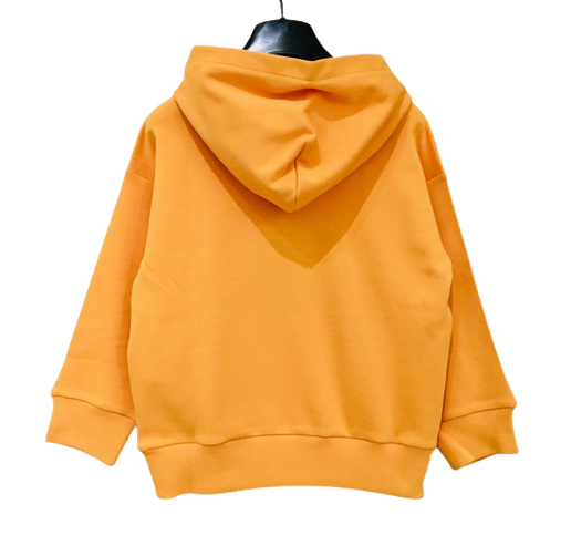 Felpa arancione con cappuccio e maxi logo