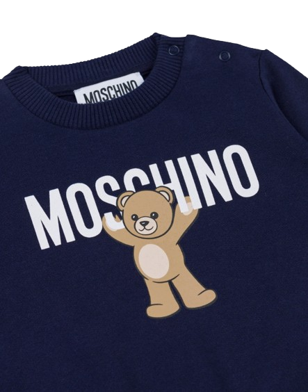 Felpa blu per neonati MNF060 LCA40 40016 MOSCHINO