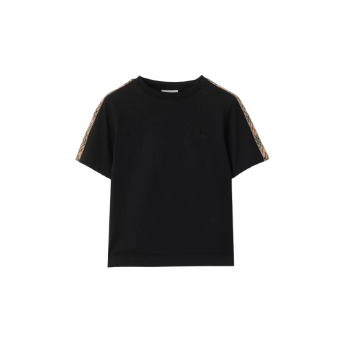 T-shirt in cotone con finiture a quadri 8108033 A1189 BURBERRY