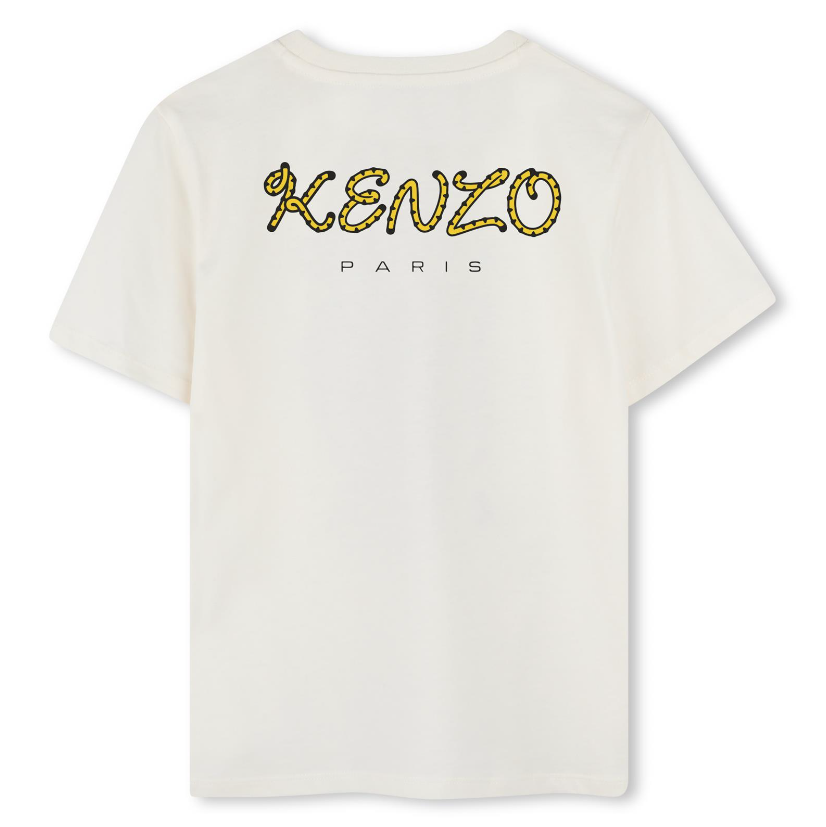 T-shirt con ricamo per bambino Kenzo Kids bianco con girocollo