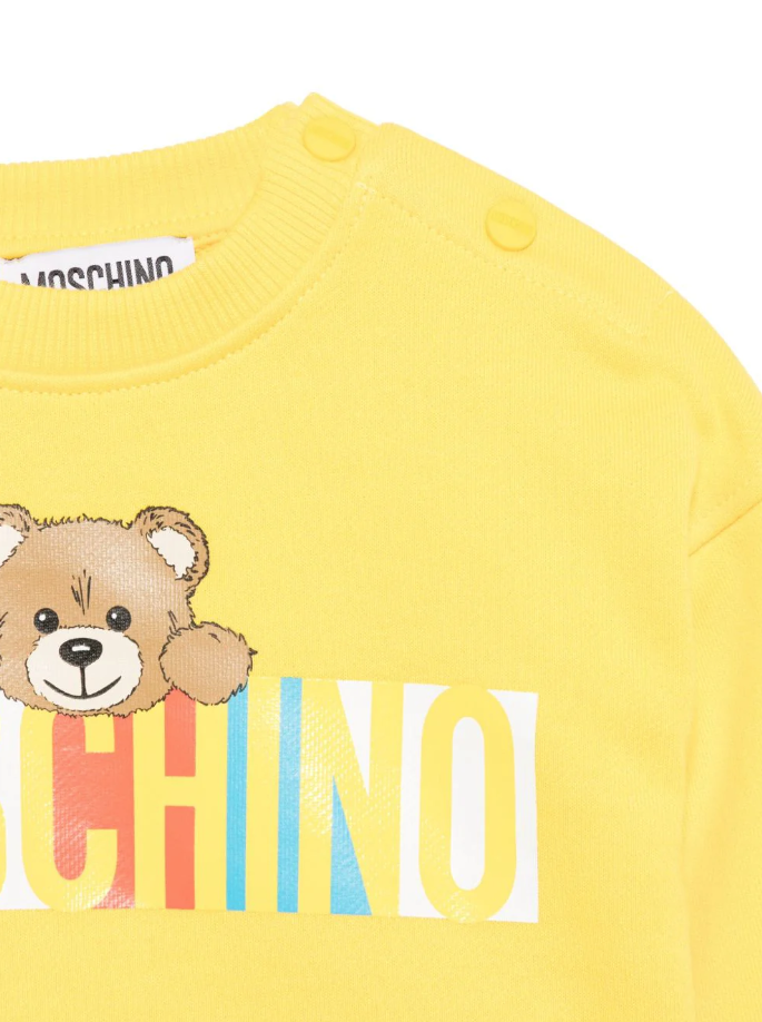 Felpa con motivo Teddy Bear per neonato Moschino Kids giallo con orlo dritto M5F03Q LCA52 50577 MOSCHINO