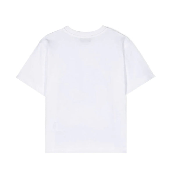 T-shirt bianco  per bambini con draghetto Puzzle Bobble e logo