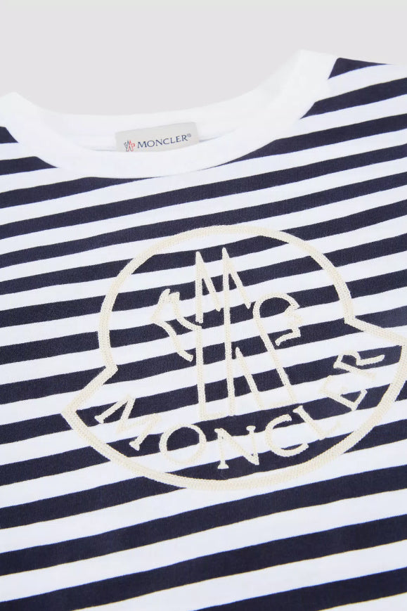 T-shirt a righe con ricamoblu navy/bianco<BR/>