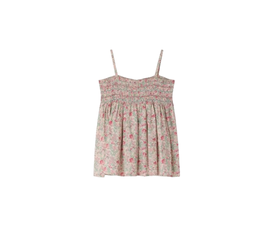 Camicetta Apolline a punto smock con spalline ricamata a mano, in cotone biologico Liberty S06GBLW00017 528 BONPOINT 