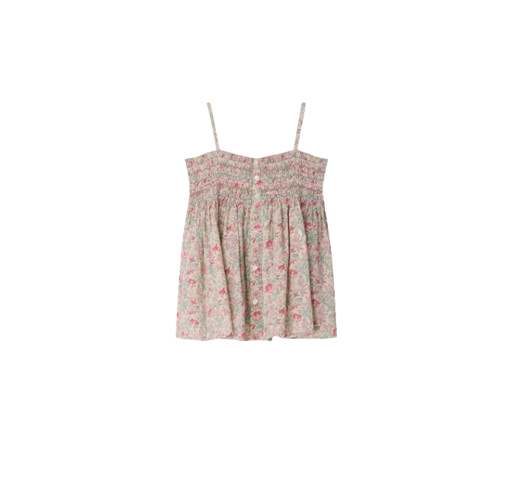 Camicetta Apolline a punto smock con spalline ricamata a mano, in cotone biologico Liberty S06GBLW00017 528 BONPOINT 