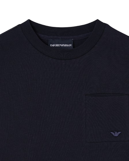 T-shirt in jersey pettinato con tasca
